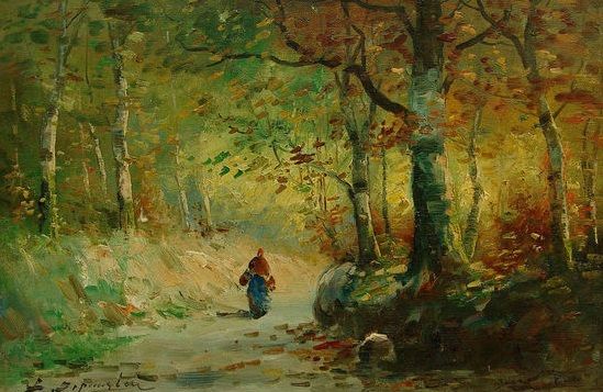 549x357 French School Of The Beginning Of The 20th Cent. The Wood - The Wood Gatherer Painting