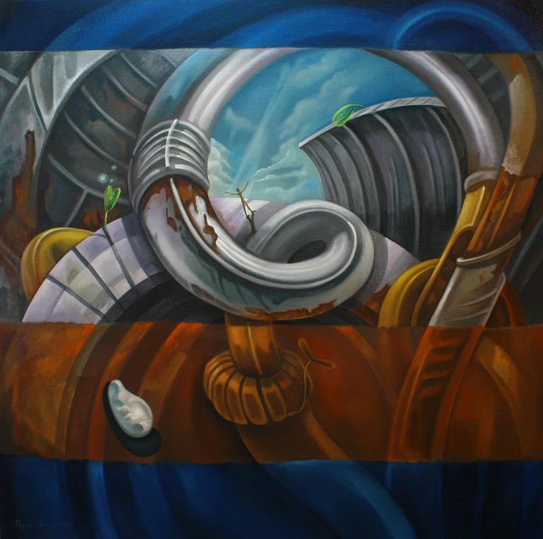 770x765 Saatchi Art The World Not Flat Painting By Nguyen Son - The World Is Flat Painting