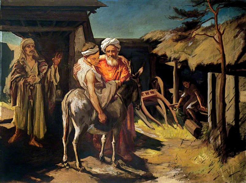 800x595 The Good Samaritan Helping The Wounded Man Off The Donkey Art Uk - The Wounded Man Painting