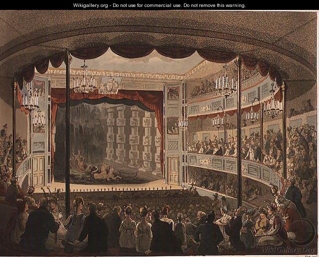 640x517 Sadlers Wells Theatre From Ackermanns Microcosm Of London - Theatre Painting