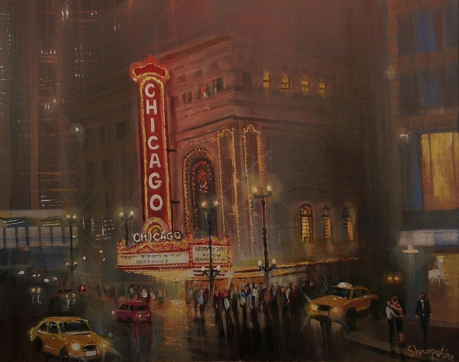 900x709 Chicago Theatre Painting By Tom Shropshire - Theatre Painting