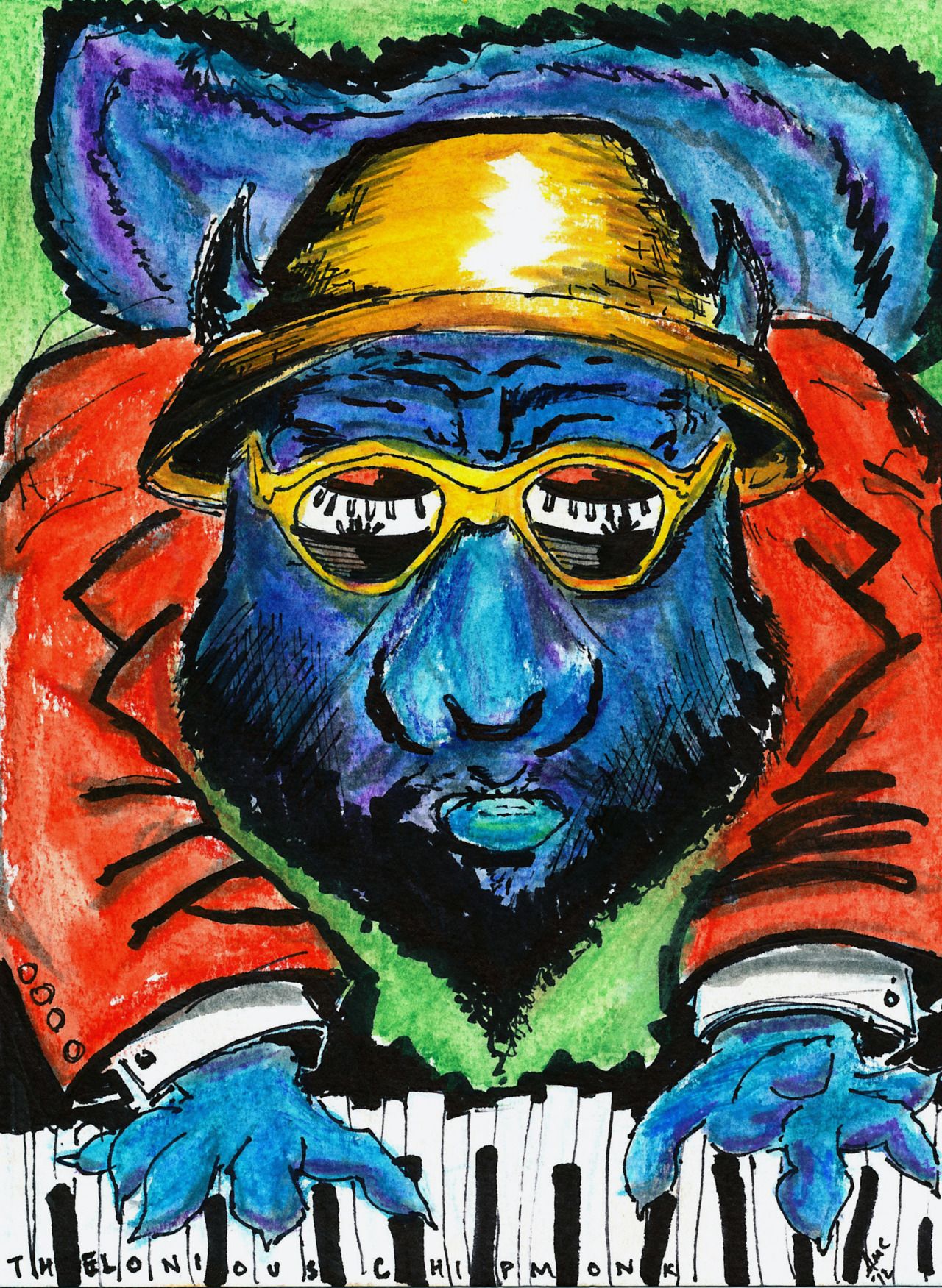 1280x1751 Thelonious Chipmonk (Thelonious Monk) Jazzimals - Thelonious Monk Painting