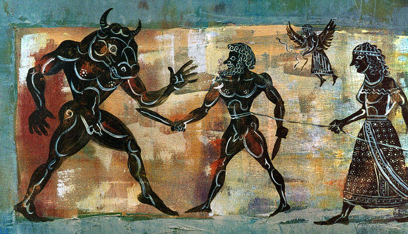 800x460 Paintings Exhibit Free Genre Section Mythology Detail - Theseus And The Minotaur Painting