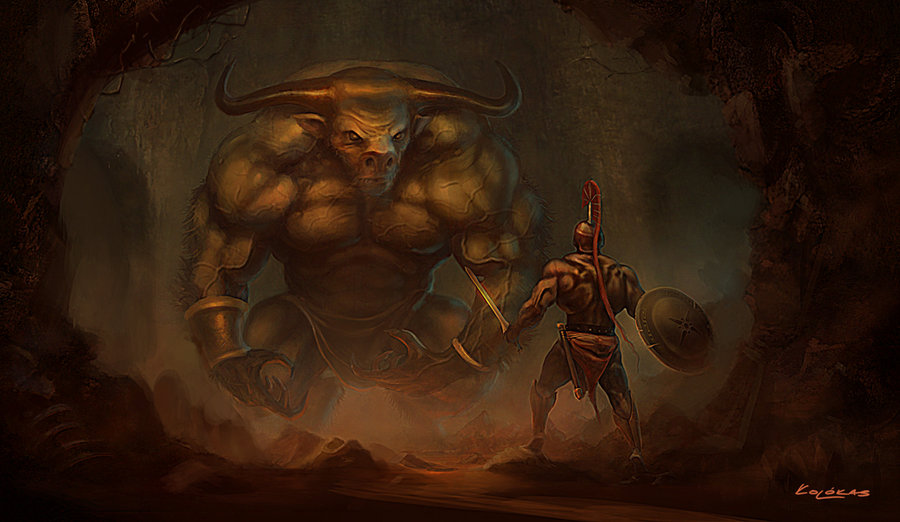 900x522 Theseus And The Minotaur By Kolokas - Theseus And The Minotaur Painting