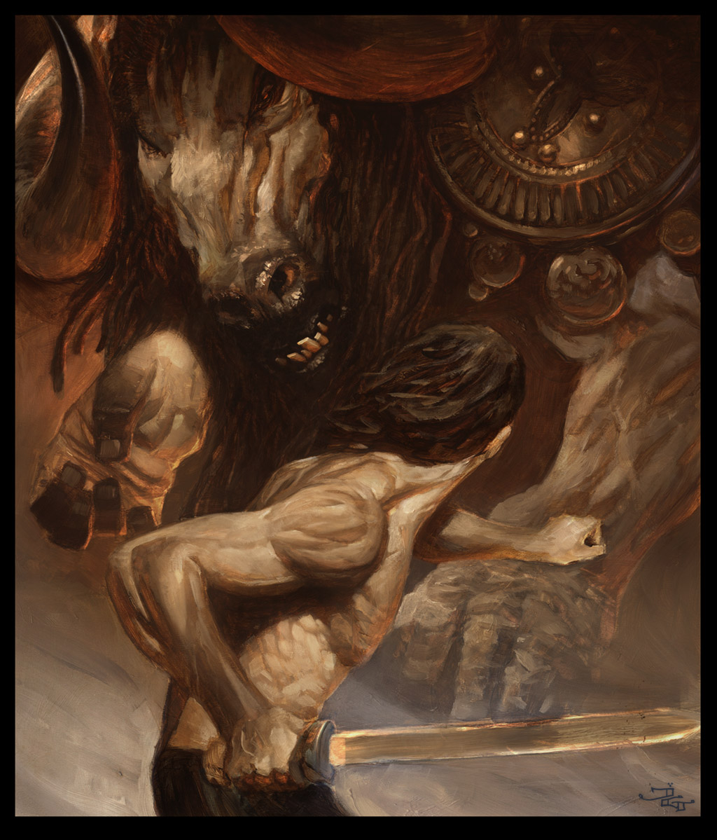 1024x1199 The Minotaur - Theseus And The Minotaur Painting