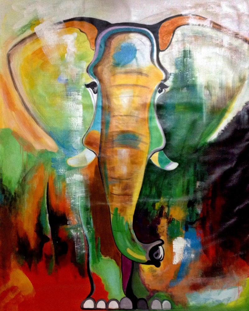 801x1000 Thick Textured Oil Painting Canvas Of Elephant - Thick Painting