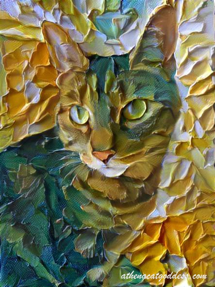 443x591 Athena Cat Goddess Wise Kitty - Thick Painting