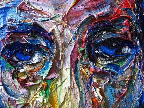 480x360 Expressionist Oil Painting X859 Abstract Male Portrait With Very - Thick Painting