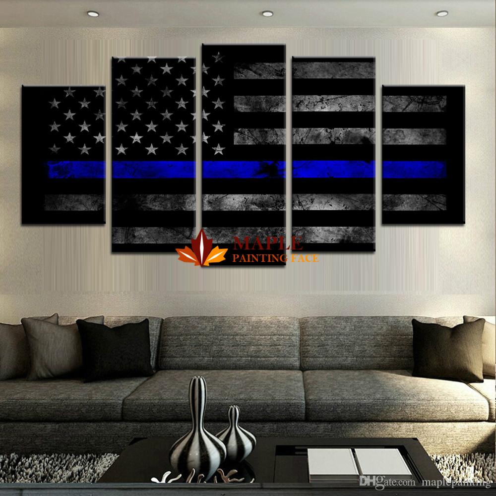 Thin Blue Line Canvas Painting
