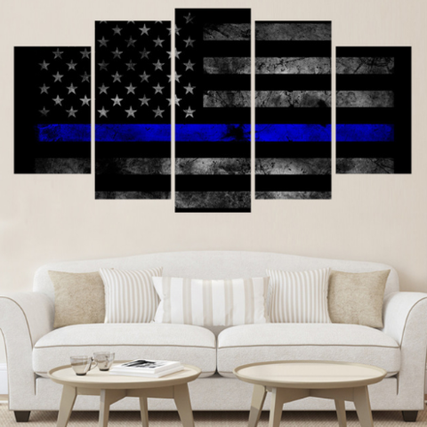 480x480 Thin Blue Line Canvas Set Canvases - Thin Blue Line Canvas Painting