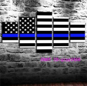 300x296 Thin Blue Line Flag,hd Print Art Home Decor Oil Painting On Canvas - Thin Blue Line Canvas Painting