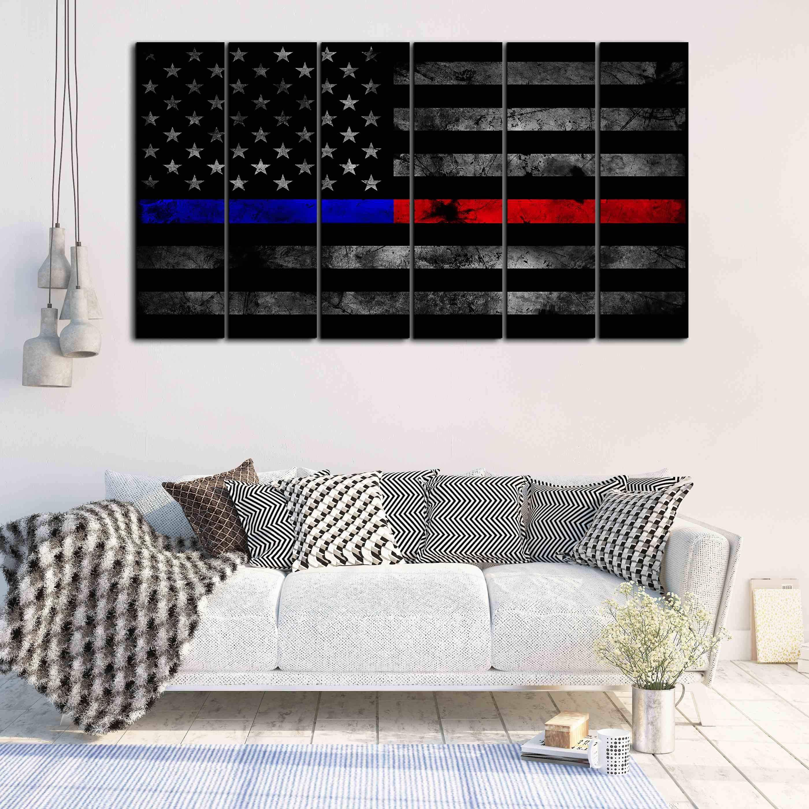 2800x2800 Thin Blue And Red Line Canvases And Products - Thin Blue Line Canvas Painting
