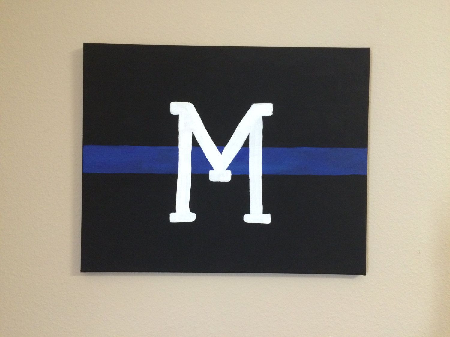 1500x1125 Initial A Thin Blue Line Canvas Backdrop. By Felicitygrayllc - Thin Blue Line Canvas Painting