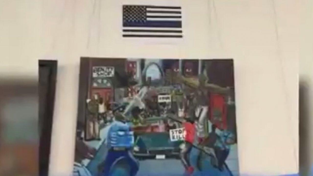 1280x720 Controversial Cops As Pigs Painting On Capitol Hill Just Got - Thin Blue Line Flag Painting
