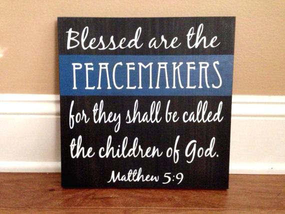 570x428 Thin Blue Line Decor Blessed Are The Peacemakers Law Enforcement - Thin Blue Line Flag Painting