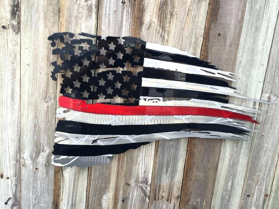 960x720 Thin Blue Line Painting Blue Lives Thin Blue Line First Tattered - Thin Blue Line Flag Painting