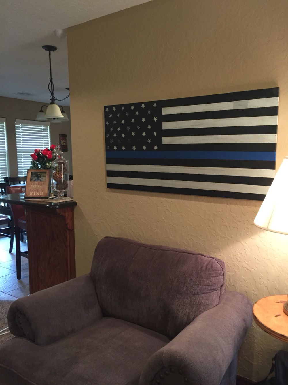 1000x1334 Thin Blue Line Flag I Made Using Wood And Spray Paint! Turned Out - Thin Blue Line Flag Painting