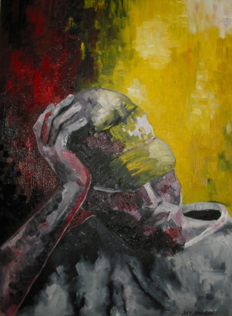 469x640 Joey Johnson Artwork Just Thinking Original Painting Oil - Thinking Painting