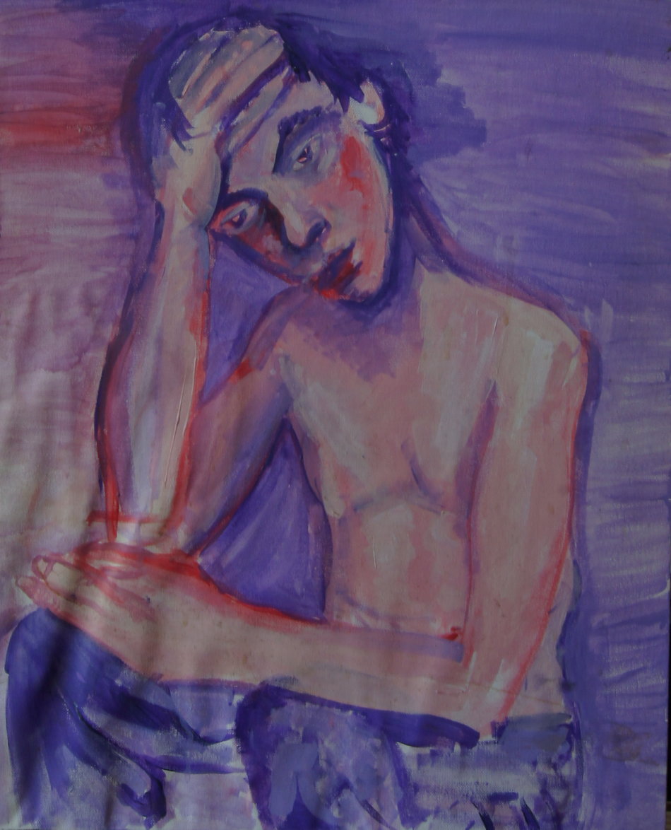 950x1174 Thinking Boy Buy Acrylic Paintings Art By Sarit Jacobsohn - Thinking Painting