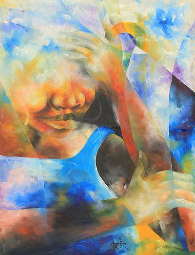 400x522 Unicef Uk Market Fine Art Painting Woman Thinking From Ghana - Thinking Painting