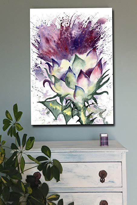 453x679 Scottish Thistle Art Print From Original Watercolour Painting By - Thistle Painting