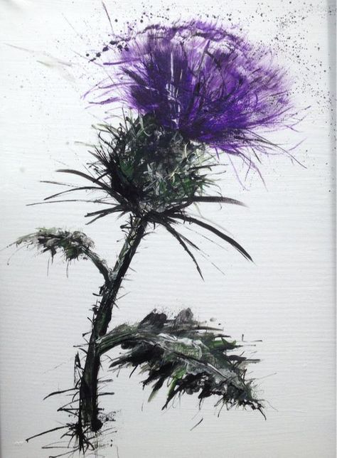 474x644 Thistle Painting Deco Tattoo, Scotland - Thistle Painting