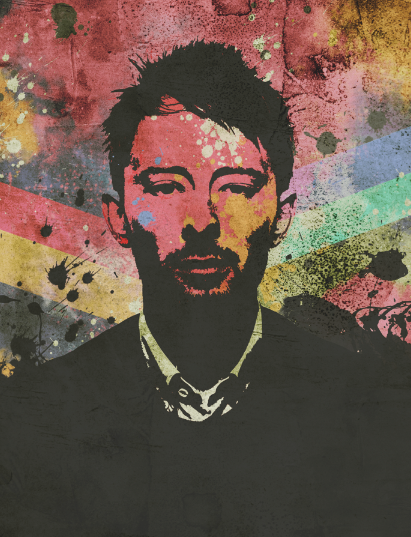 411x537 Andrew Saul Visuals Mixed Media Art - Thom Yorke Painting