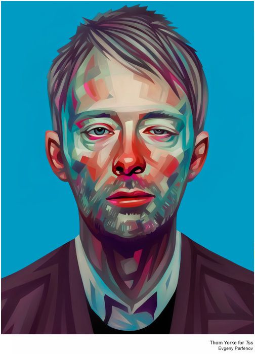 504x700 Celebrity Illustrations By Evgeny Parfenov Thom - Thom Yorke Painting