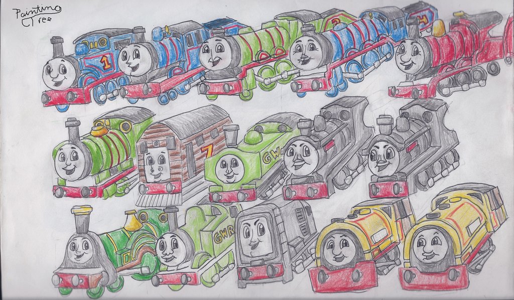 1024x598 Thomas And Friends Line Up 1 By Paintingtree - Thomas And Friends Painting