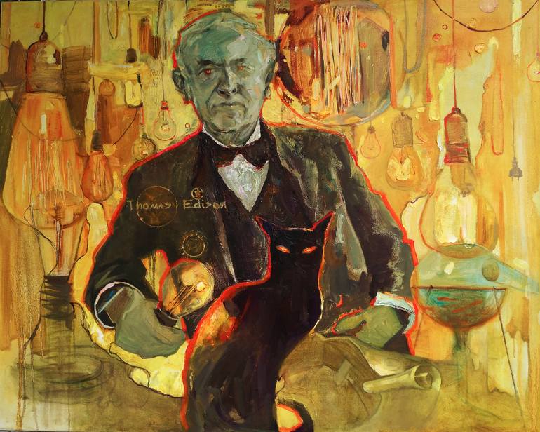 770x616 Saatchi Art Thomas Edison Painting By Anastasia Balabina - Thomas Edison Painting