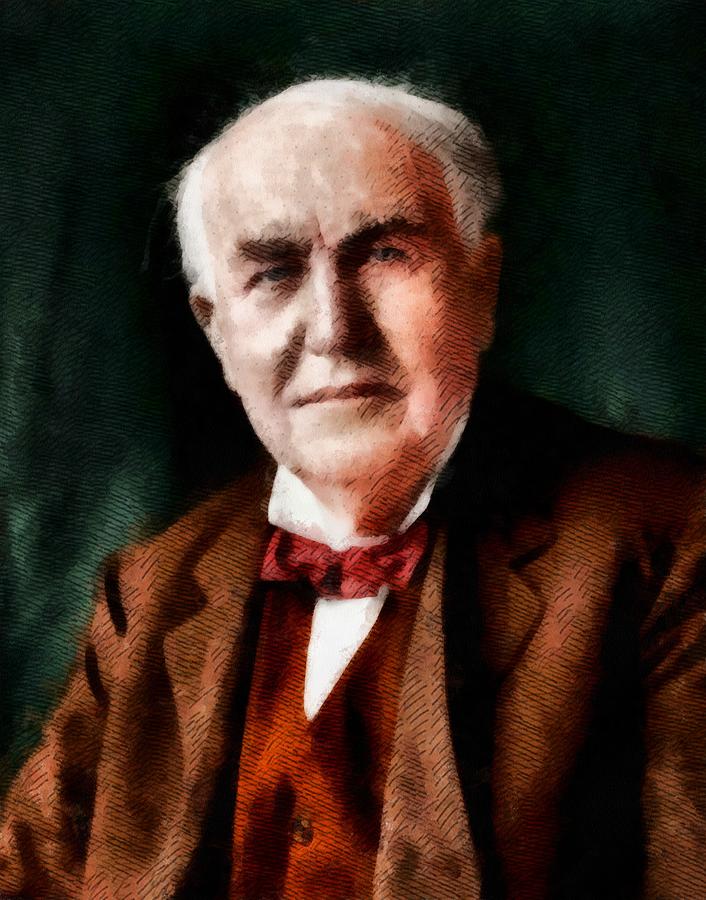 706x900 Thomas Edison, Inventor Painting By John Springfield - Thomas Edison Painting