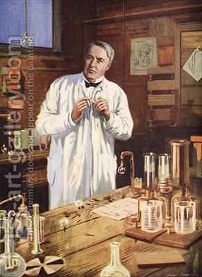 291x400 Thomas Edison In His Workshop John Cameron Reproduction 1st Art - Thomas Edison Painting