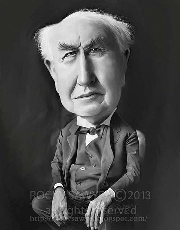 600x768 Caricatura De Thomas Alva Edison Caricature S - Thomas Edison Painting