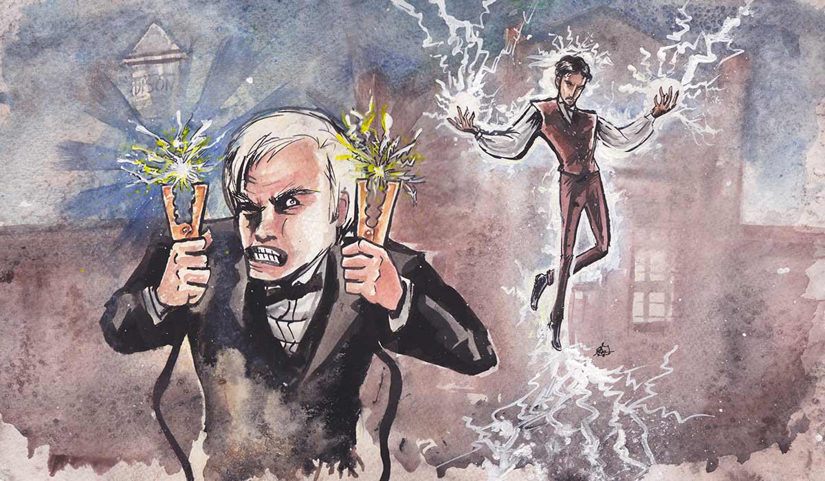1200x700 Edison And Tesla's Electric Feud By Techgnotic - Thomas Edison Painting