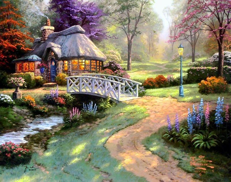 800x632 Thomas Kinkade Friendship Cottage Painting Best Friendship - Thomas Kinkade Painting