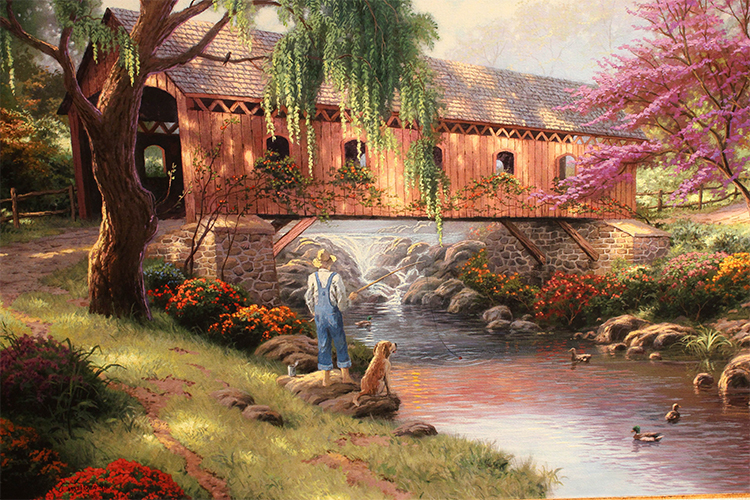 750x500 Grand Village Shops - Thomas Kinkade Painting