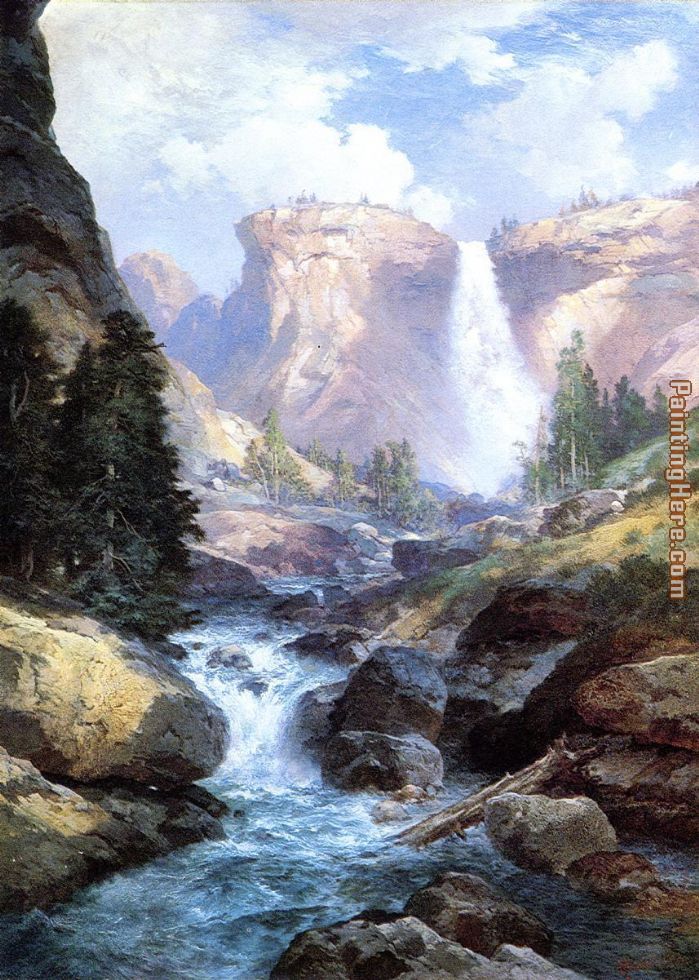 699x980 Thomas Moran Waterfall In Yosemite Painting Anysize 50% Off - Thomas Moran Painting