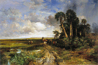 400x265 Bringing Home The Cattle - Thomas Moran Painting