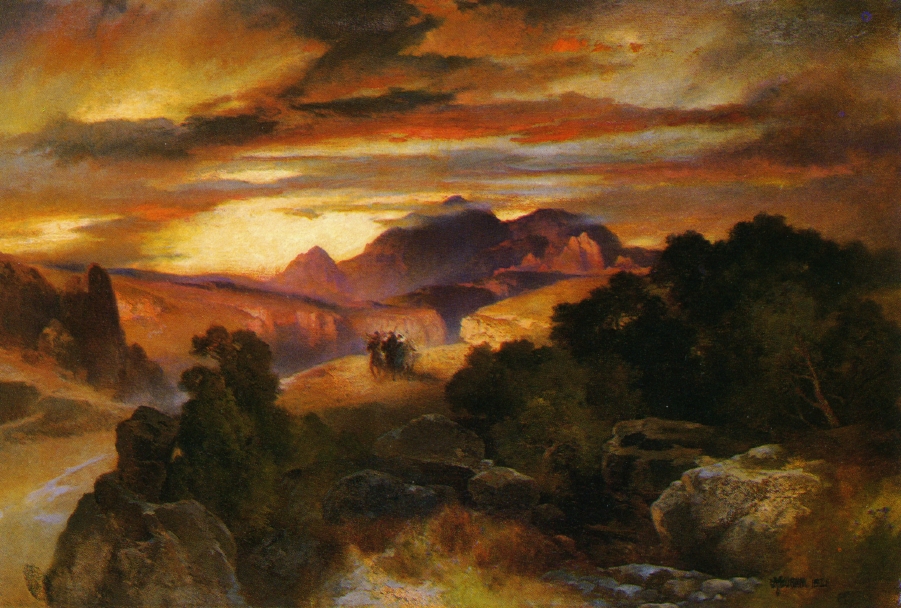 901x608 Sunset Painting Thomas Moran Oil Paintings - Thomas Moran Sunset Painting