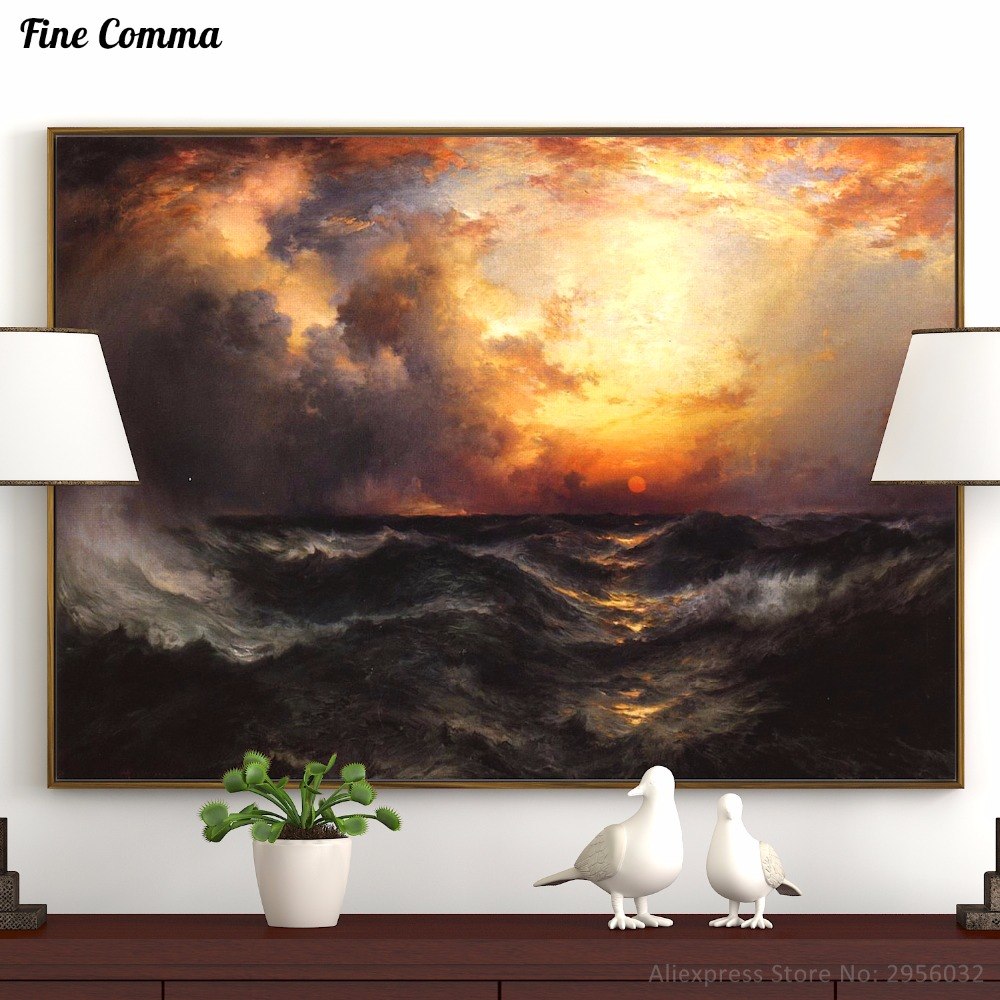 1000x1000 Sunset In Mid Ocean Thomas Moran American Hand Painted Handmade - Thomas Moran Sunset Painting