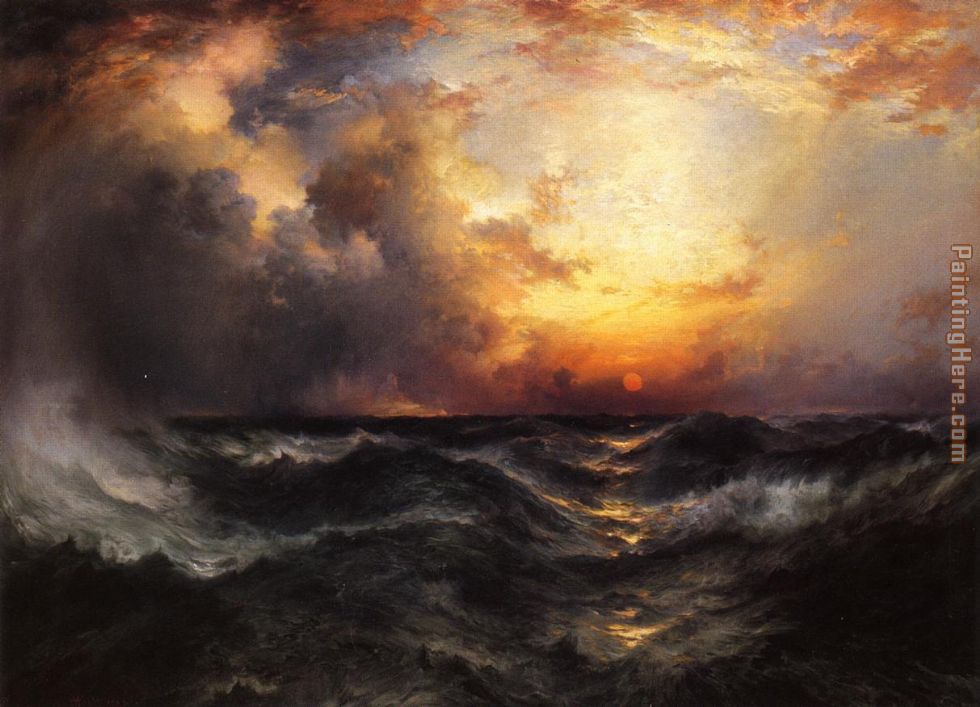 980x707 Thomas Moran Sunset In Mid Ocean Painting Anysize 50% Off - Thomas Moran Sunset Painting