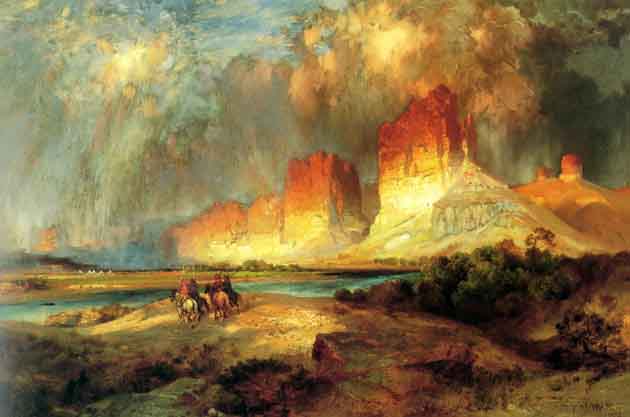630x417 Thomas Moran - Thomas Moran Sunset Painting