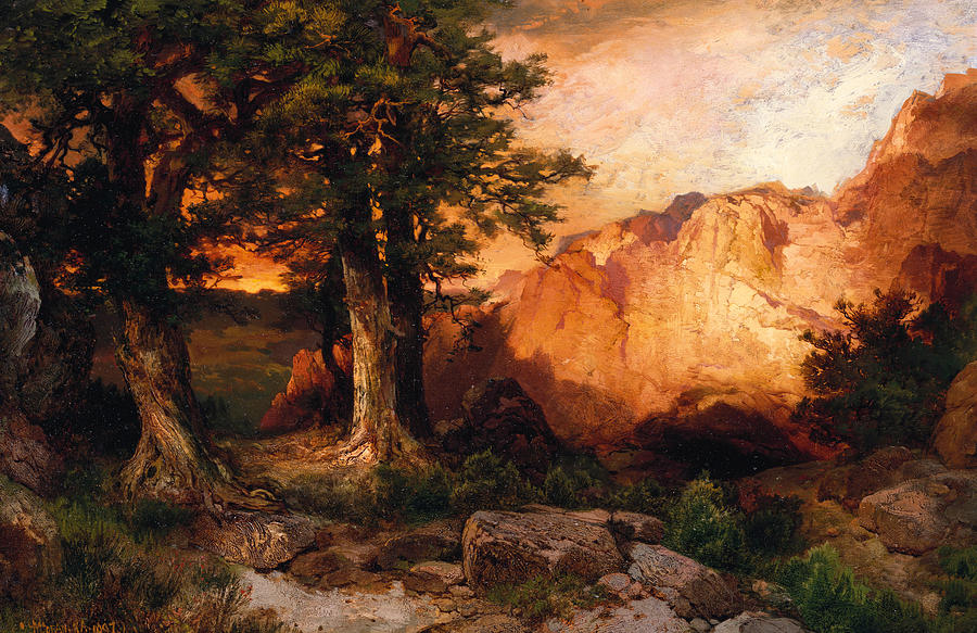 900x583 Western Sunset Painting By Thomas Moran - Thomas Moran Sunset Painting