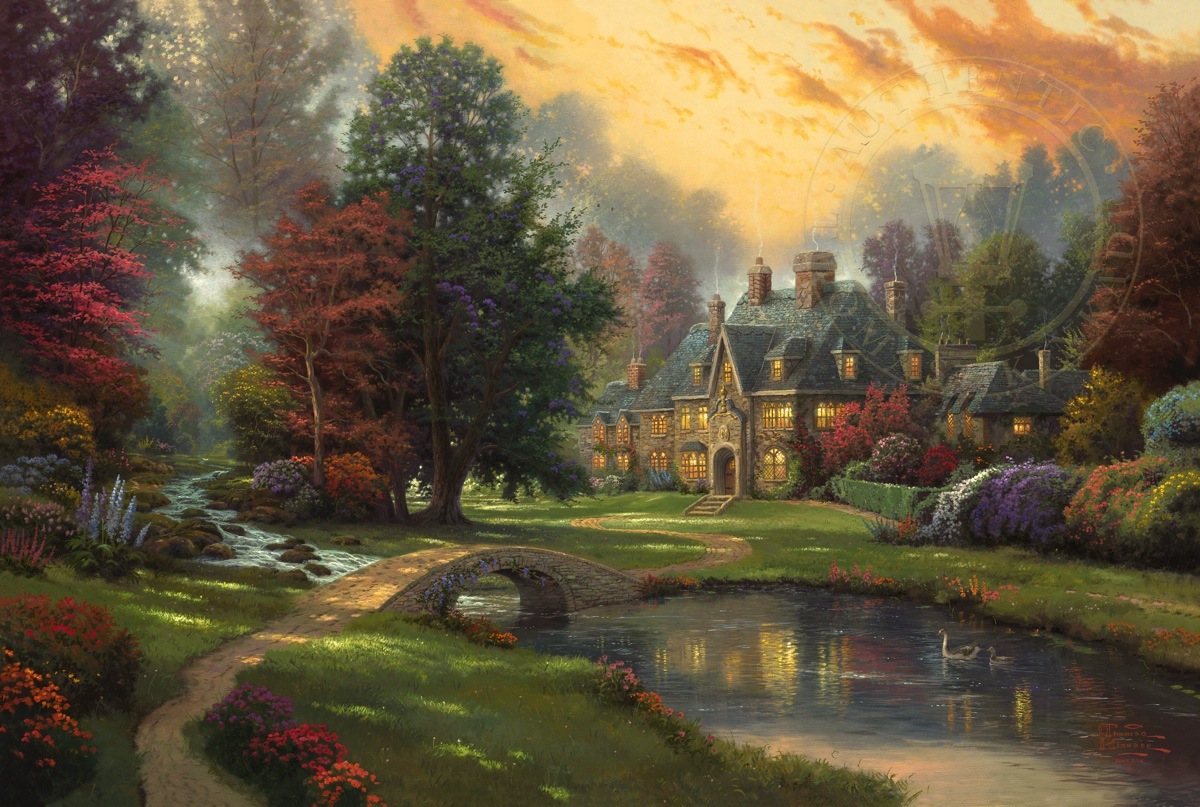 1200x807 Lakeside Manor Limited Edition Art The Thomas Kinkade Company - Thomas Painting