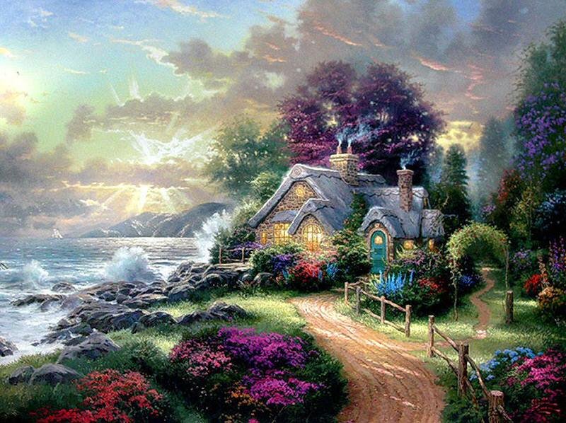800x598 Thomas Kinkade's Free Shipping 100% Hand Painted Oil Painting - Thomas Painting