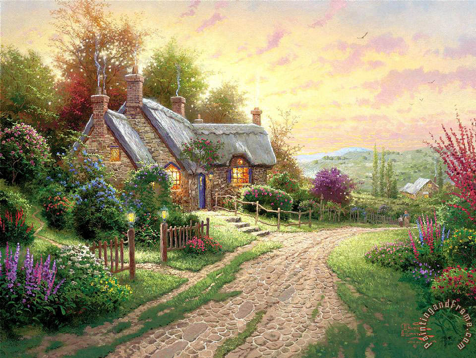 960x722 Thomas Kinkade A Peaceful Time Painting - Thomas Painting