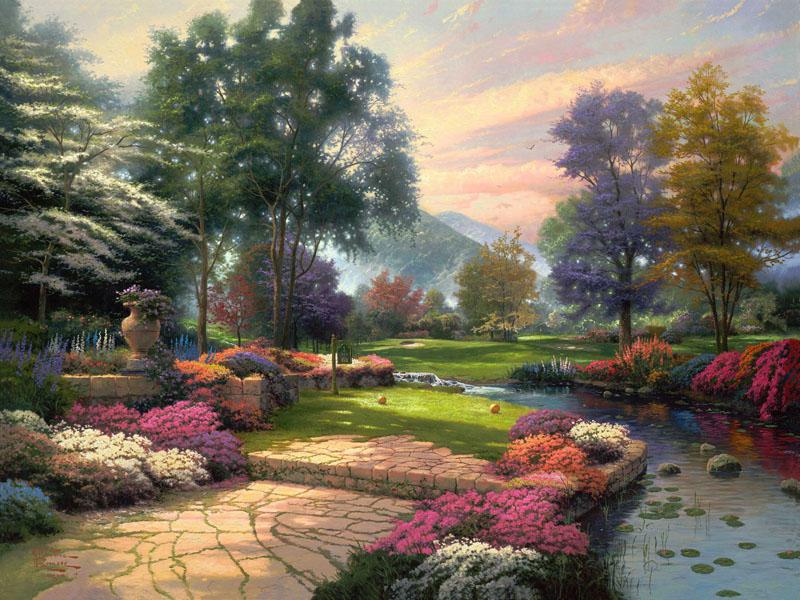 800x600 Thomas Kinkade Living Waters Painting Framed Paintings For Sale - Thomas Painting