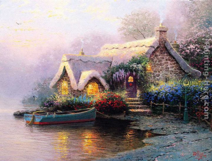720x547 Thomas Kinkade Lochaven Cottage Painting Anysize 50% Off - Thomas Painting