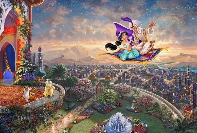 640x434 Thomas Kinkade Original Oil Painting Art Print On Canvas Aladdin - Thomas Painting