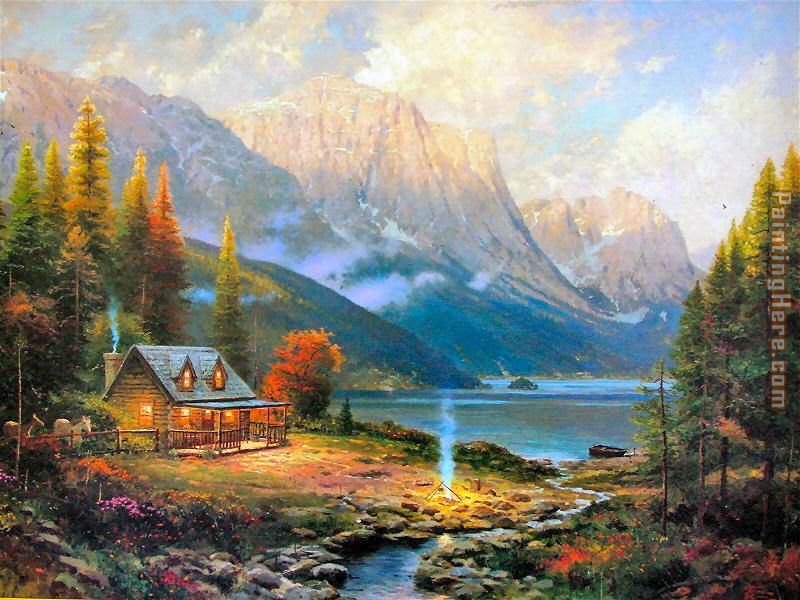 800x600 Thomas Kinkade The Beginning Of A Perfect Day Painting Anysize 50 - Thomas Painting